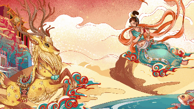 国潮敦煌中国风祥云飞天古风LED背景视频素材